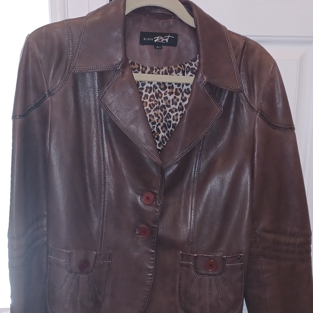 Black Rivet Chocolate Leather Women's Jacket